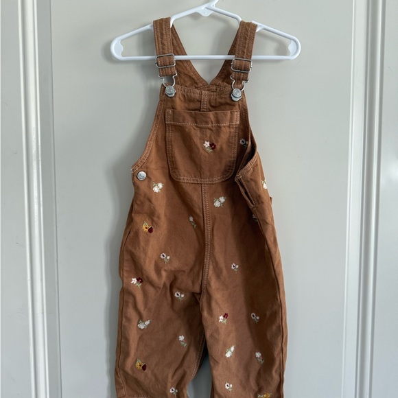 Zara Other - Zara Kids Brown Overalls with Floral Design